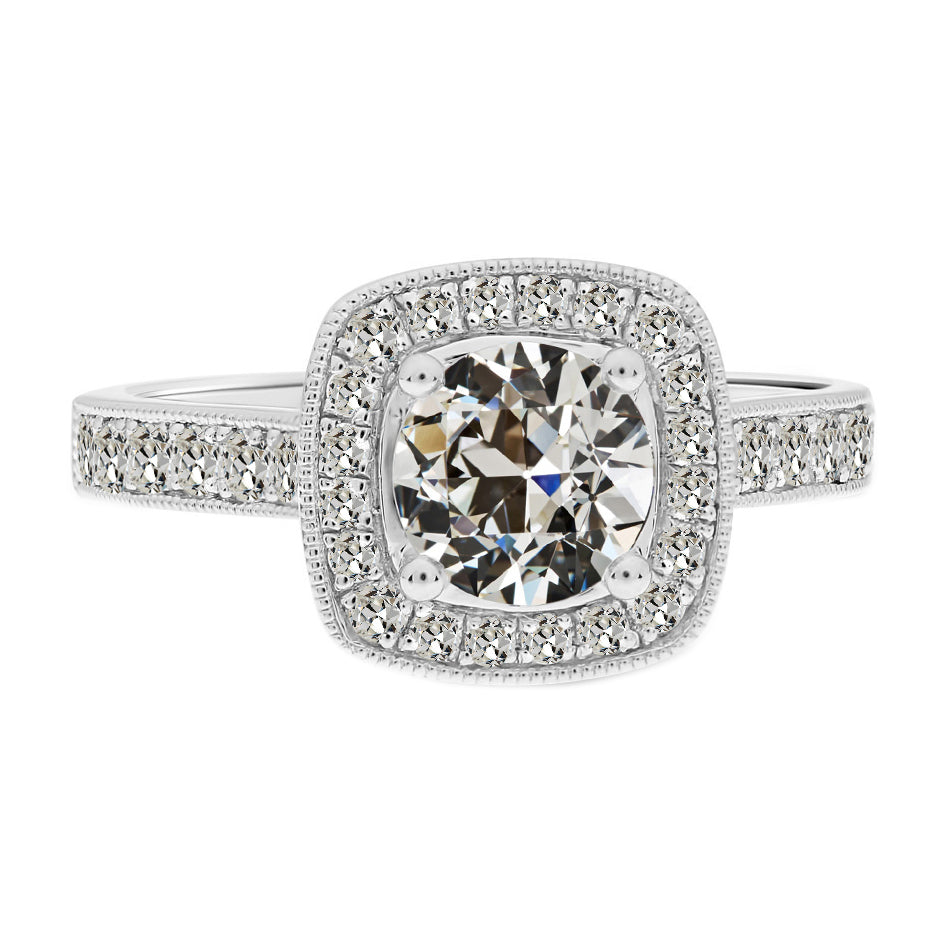 Diamant Fin Bague Halo 2-carats Or 14K Blanc – vue principale