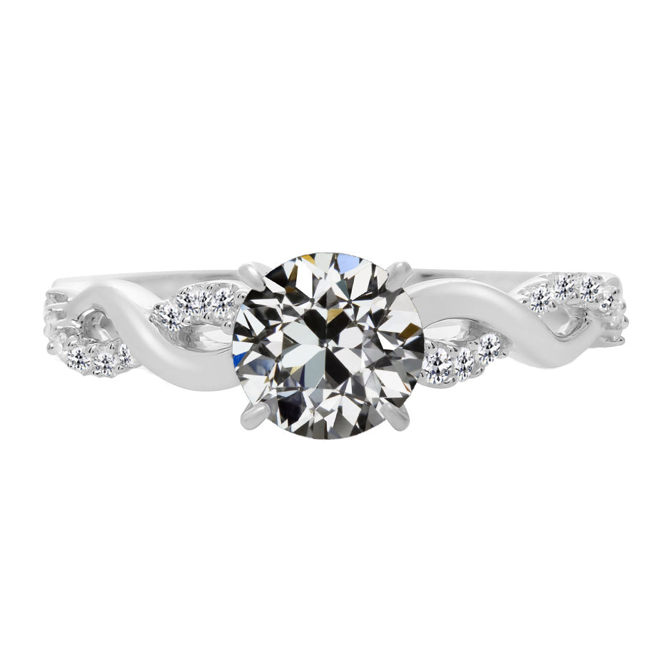 Solitaire avec Pierres Latérales Or Blanc 14 Carats avec Brillant – vue principale
