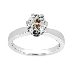 Élégant Bague Solitaire avec Diamant Taille Européenne Ancienne
