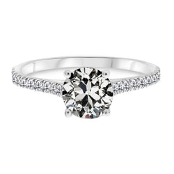 Diamant Fin Old European Bague Solitaire avec Accents – 2 carats