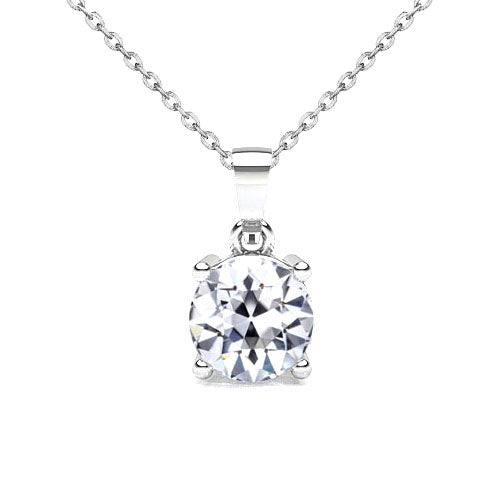 Brillant Coussin Antique Collier Pendentif en Or 14K Blanc – vue principale