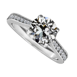 Diamant Fin Old European Bague Solitaire avec Accents – 2 carats