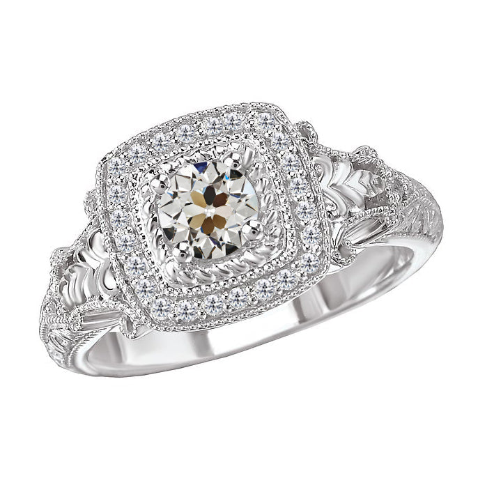 Diamant Bague Halo 2-carats Or Blanc 14 Carats – vue principale
