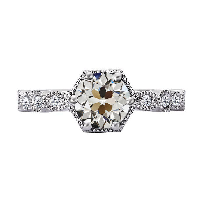 Coussin Antique Brillant bague en Or Blanc 14 Carats – vue principale