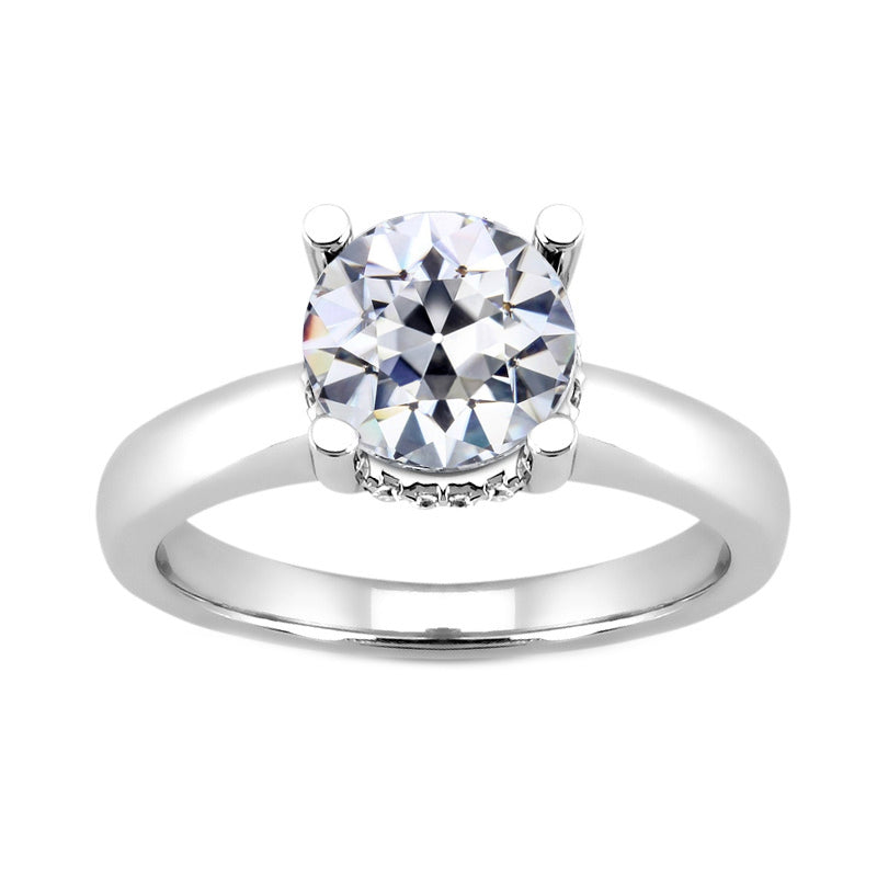 Taille Old Mine Diamant bague en Or Blanc 14 Carats – vue principale