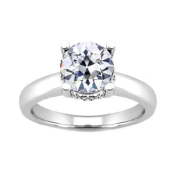 Or Blanc 14 Carats Old European Diamant Solitaire de Fiançailles