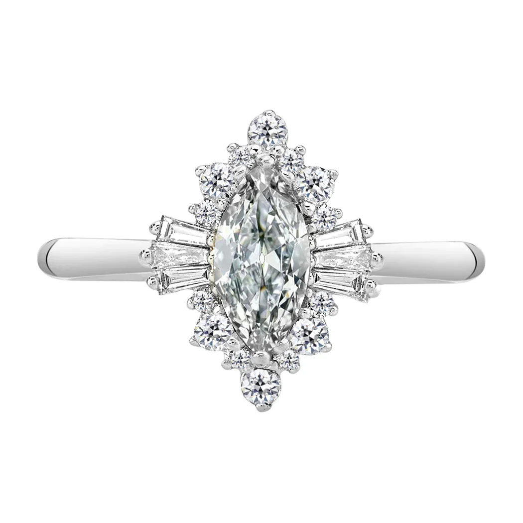 Bague Halo Or 14K Blanc avec Diamant – vue principale