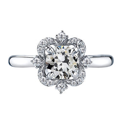 2 carats Diamant Fin Bague Sertie Halo en Or 14K Blanc