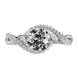 Solitaire avec Pierres Latérales Or Blanc 14 Carats avec Diamant