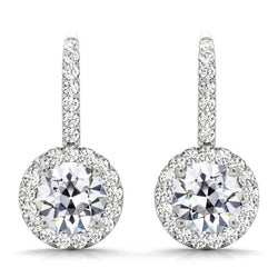 Diamant Taille Old Mine Pendants d'Oreilles – 7,50 carats en Or