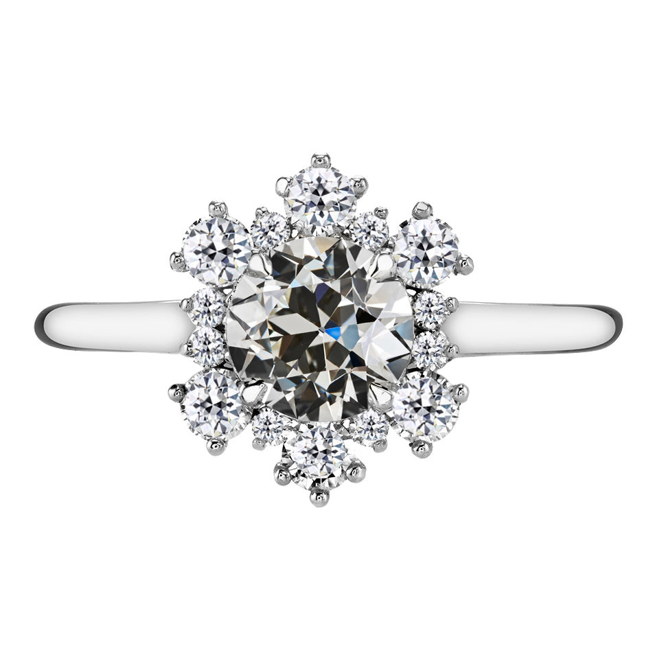 Diamant Fin Bague Sertie Halo 3,50 carats Or Blanc 14 Carats – vue principale