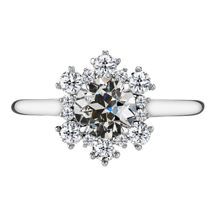 Diamant Fin Bague Sertie Halo 3,50 carats Or Blanc 14 Carats – vue principale