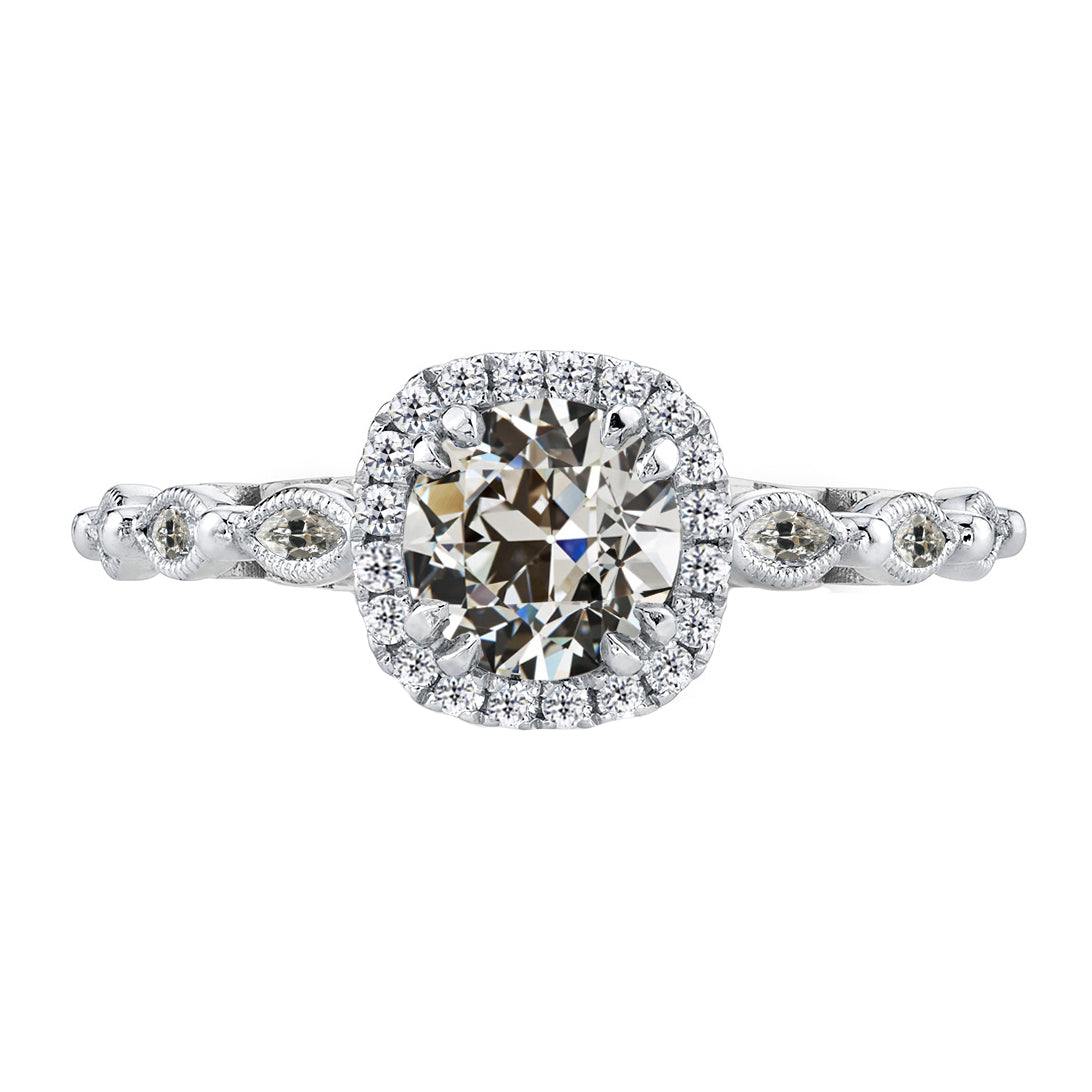 Brillant Bague Halo 3-carats Or Blanc 14 Carats – vue principale