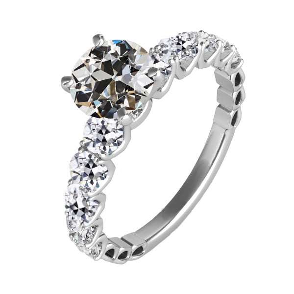 Bague Solitaire avec Accents Or Blanc 14 Carats avec Diamant – vue principale