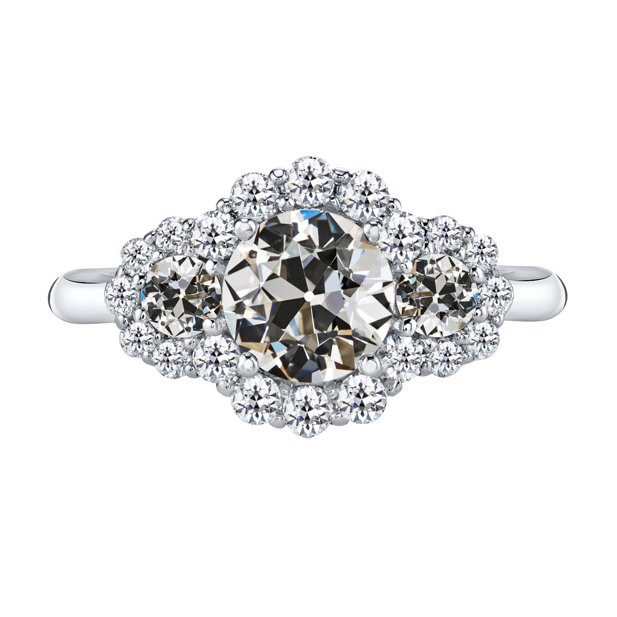 Bague Halo Or 14K Blanc avec Diamant – vue principale
