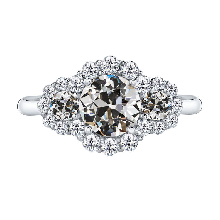 Bague Halo Or 14K Blanc avec Diamant – vue principale