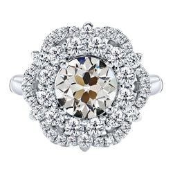 Bague Sertie Halo Or 14K Blanc – Brillant Coussin Antique 3