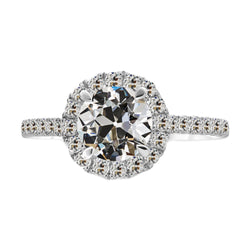 Diamant Fin Coussin Antique Bague Sertie Halo 3,50 carats en Or
