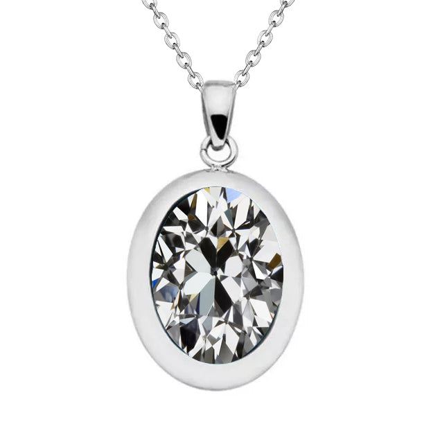 Diamant Taille Old Mine Collier Pendentif en Or Blanc 14 Carats – vue principale