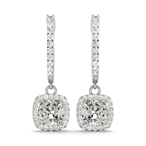 Pendants d'Oreilles Or Blanc 14 Carats avec Diamant Fin – vue principale