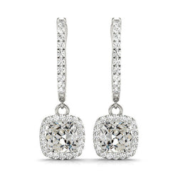 Artisanal Diamant Fin Pendants d'Oreilles 2 carats