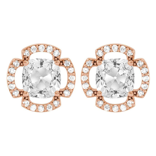 Pendants d'Oreilles Or Rose 14 Carats avec Brillant – vue principale