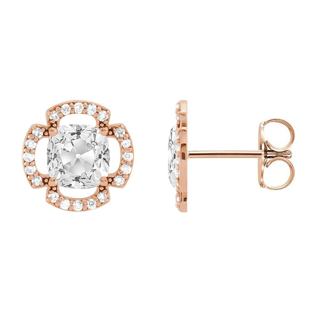 Brillant Pendants d'Oreilles 7,50 carats Or Rose 14 Carats – vue de face