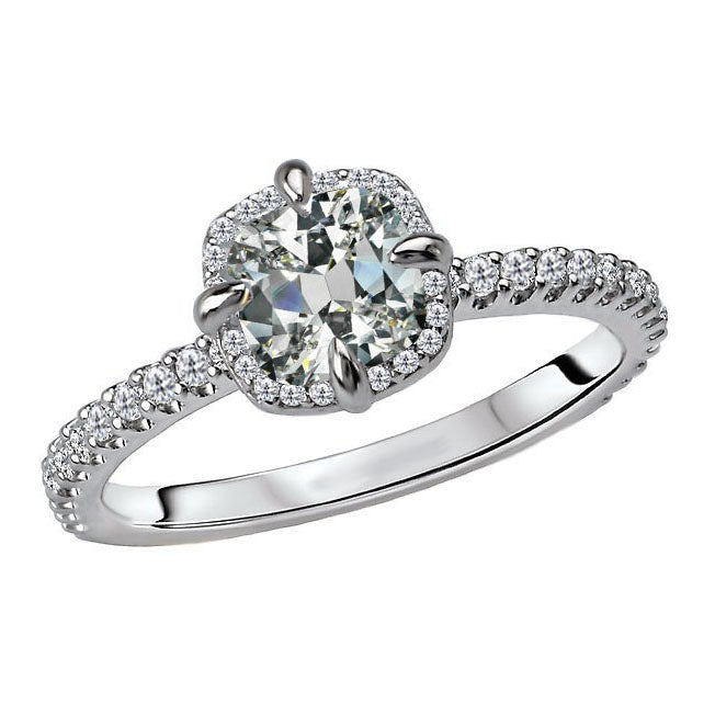Diamant Fin Bague de Fiançailles Halo 5 carats Or Blanc 14 Carats – vue principale