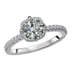 Bague de Fiançailles Halo Or Blanc 14 Carats – Diamant Fin