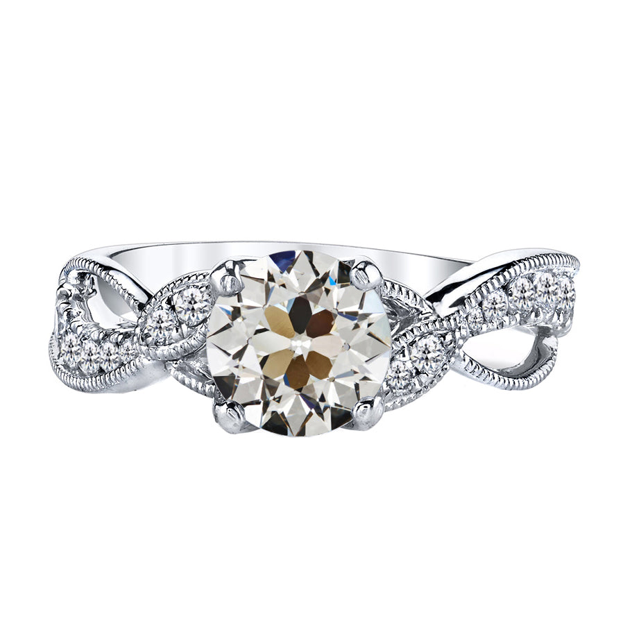 Brillant Solitaire avec Pierres Latérales 2 carats Or 14K Blanc – vue principale