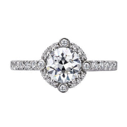 Brillant Bague Sertie Halo 2 carats – Or Blanc 14 Carats