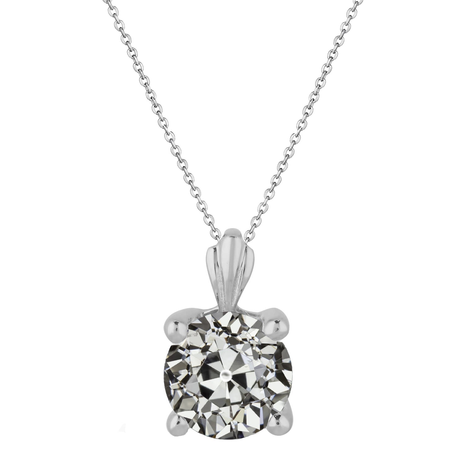 Taille Old Mine Diamant Fin bague en Or Blanc 14 Carats – vue principale