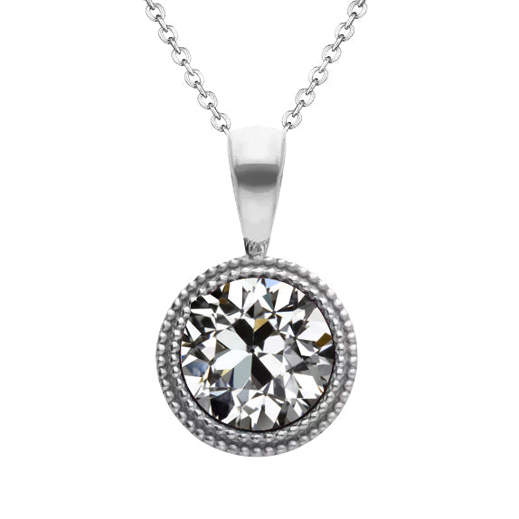 Pendentif Or 14K Blanc avec Diamant – vue principale