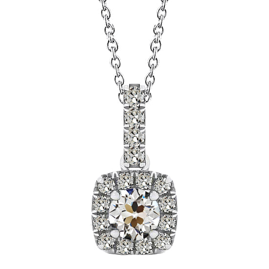 Taille Old Mine Diamant Fin bague en Or Blanc 14 Carats – vue principale