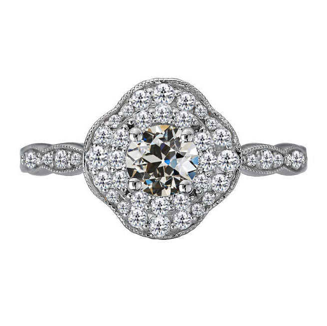 Diamant Bague Halo 1,50 carats Or Blanc 14 Carats – vue principale