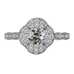 Or Blanc 14 Carats Milgrain Diamant Bague Halo 1,50 carats