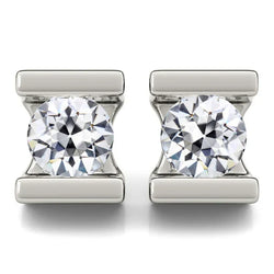 Chatoyant Diamant Puces d'Oreilles 2 carats – Or Blanc 14 Carats