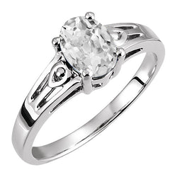 Or 14K Blanc Brillant Bague Solitaire – 4-carats Taille Old Mine