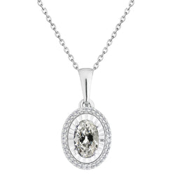 Diamant Fin Collier Pendentif 2 carats F/VS1 – Or Blanc 14 Carats