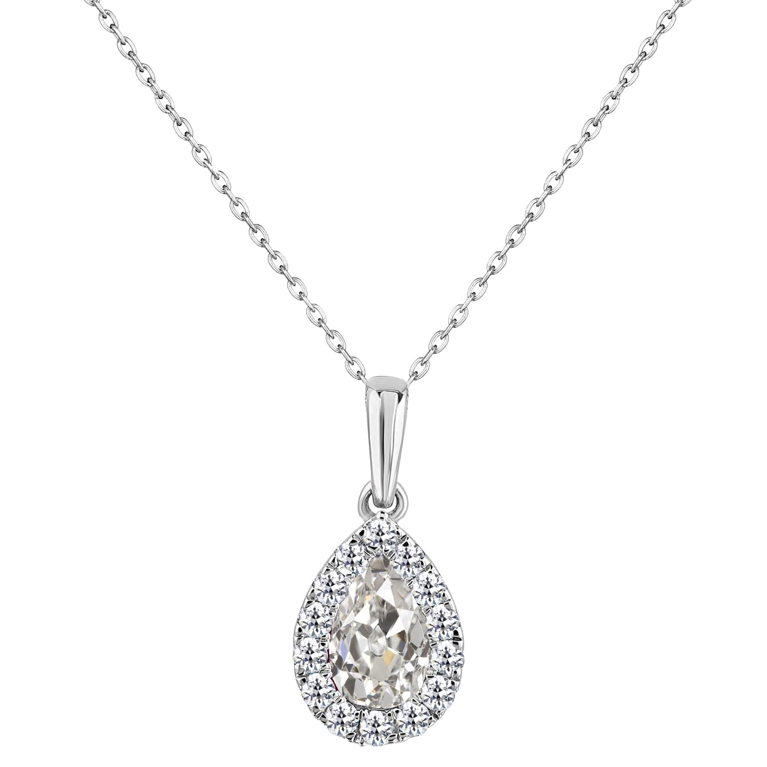 Diamant Fin Pendentif Goutte 2,50-carats Or Blanc 14 Carats – vue principale