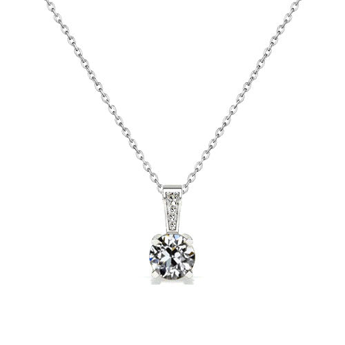 Diamant Coussin Antique Collier Pendentif en Or Blanc 14 Carats – vue principale