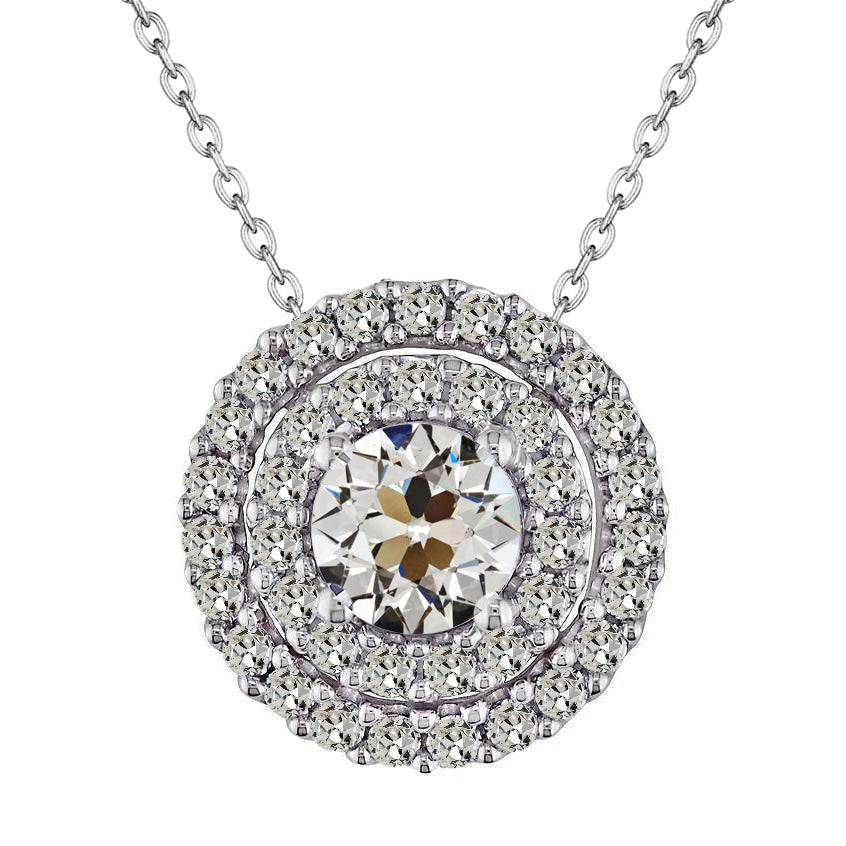 Coussin Antique Diamant Fin bague en Or Blanc 14 Carats – vue principale