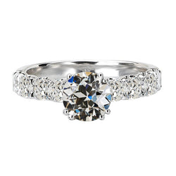 Brillant taille Taille Old Mine Bague Solitaire avec Accents 2