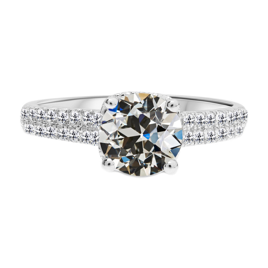 Diamant Bague Solitaire avec Accents 2,50-carats Or 14K Blanc – vue principale