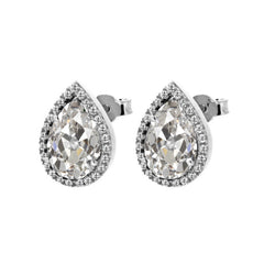 Pendants d'Oreilles Or Blanc 14 Carats – Diamant Fin Coussin