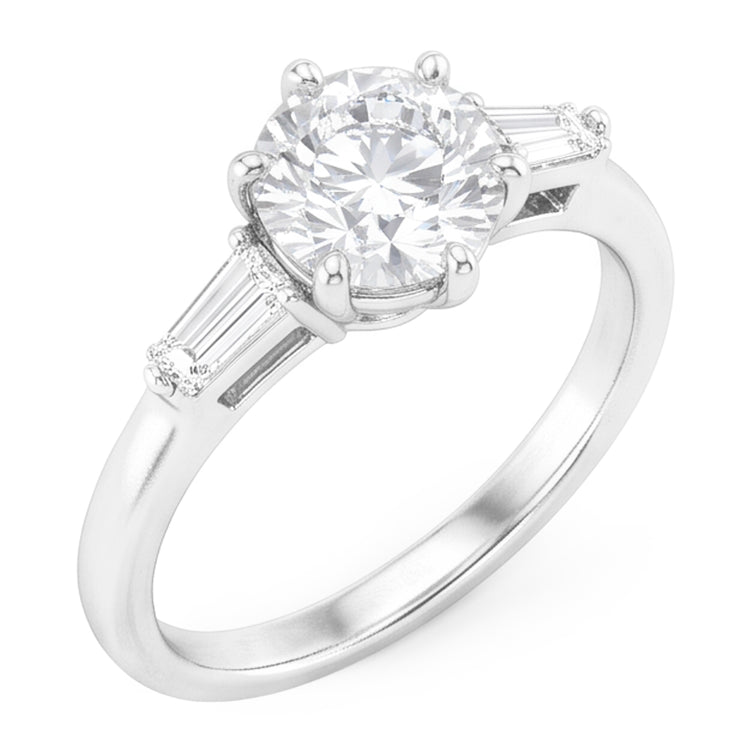 Or 14K Blanc Brillant Bague Trois Pierres – 2-carats Taille Old