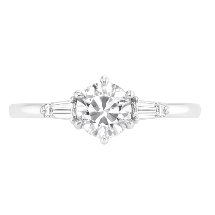 Or 14K Blanc Brillant Bague Trois Pierres – 2-carats Taille Old