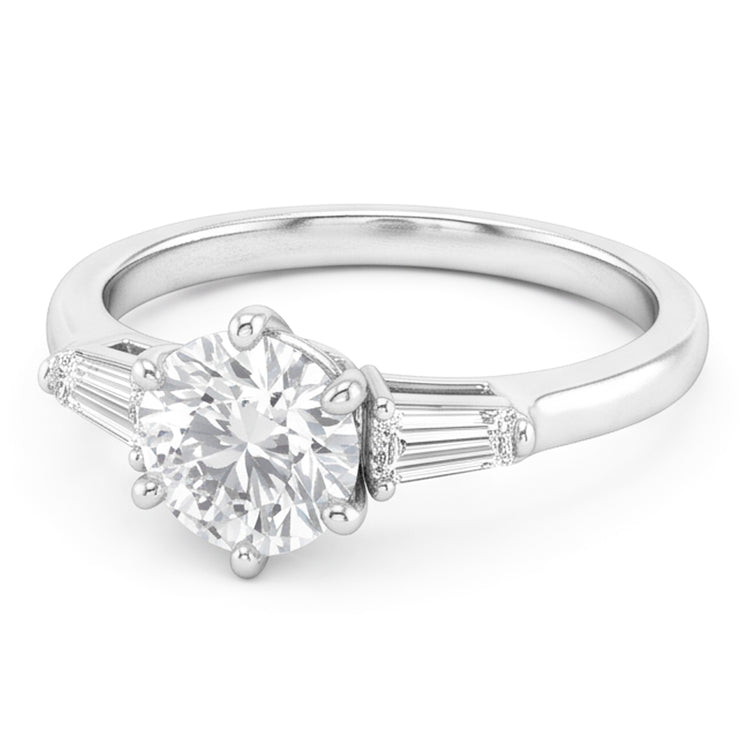 Or 14K Blanc Brillant Bague Trois Pierres – 2-carats Taille Old