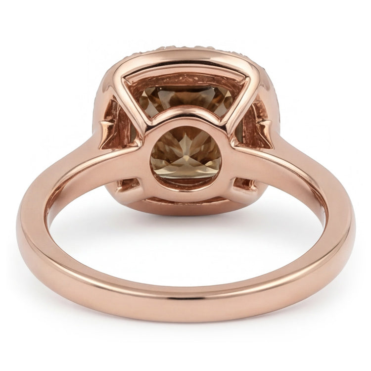 Or 14K Rose Diamant Désert Diamant Bague Halo 2 carats
