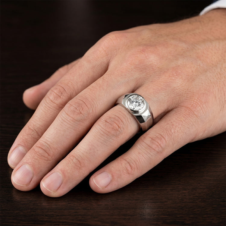 Or Blanc 14 Carats Diamant Bague pour Homme – 1,50-carats Taille
